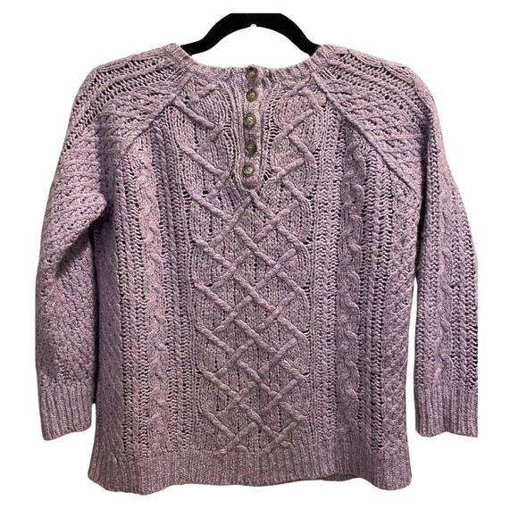 SALE! Ann Taylor Loft Purple Wool-Blend Pullover Cable Knit Sweater Size Small - Picture 2 of 9